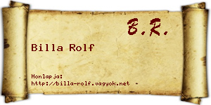 Billa Rolf névjegykártya
